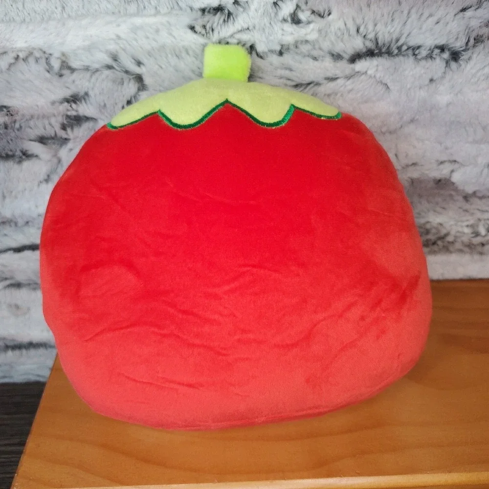 Smiling Squishy Plush Strawberry Fruit Emoji Pillow Unbranded